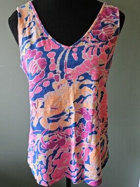 Lilly Pulitzer Multicolor Floral-Print Tank Top — Pink, Blue & Yellow